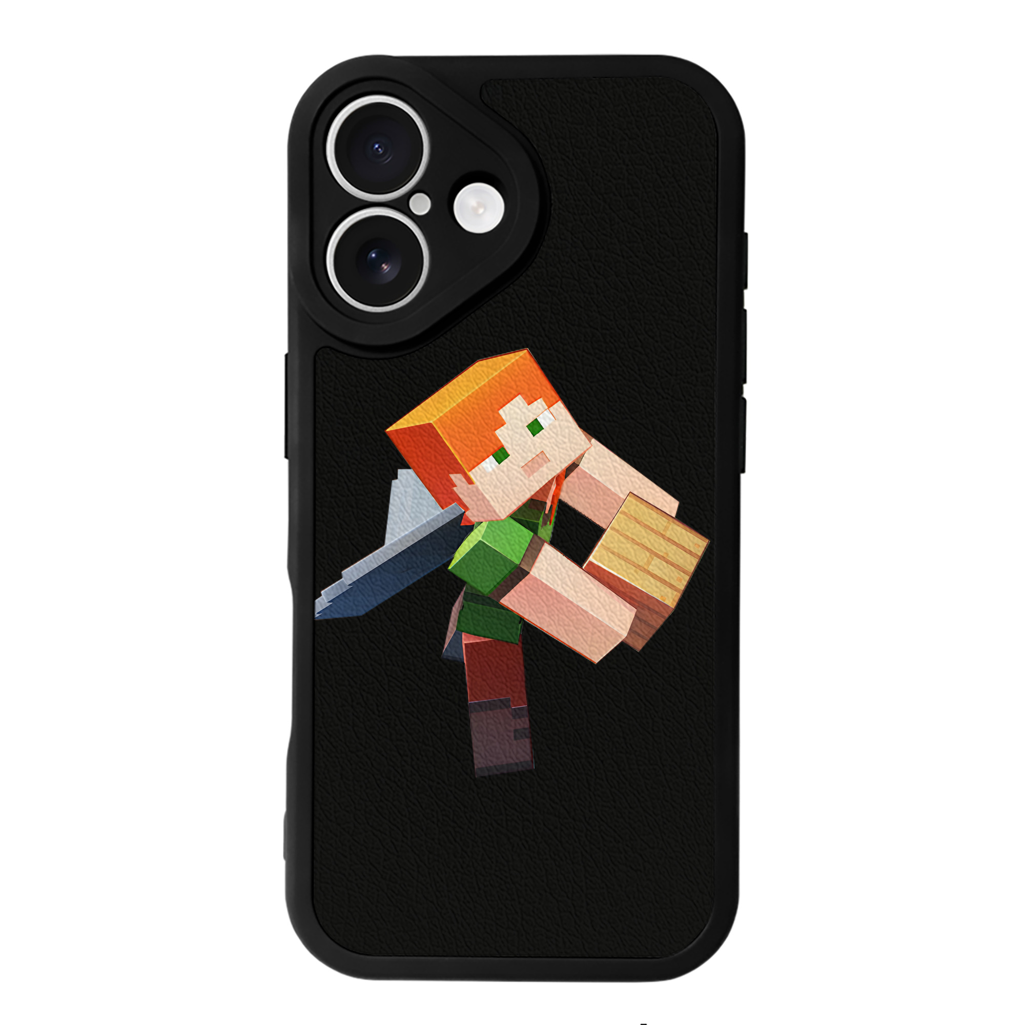 （画像用） マインクラフト ブロックの世界 Minecraft MC Block world 【iPhone 16シリーズ対応】シリコンスマホケース（レザー調） 材質：シリコン